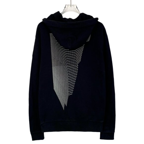 H11428 Moncler masked black pattern printed logo patch hooded drawstring long-sl - Picture 2 of 8